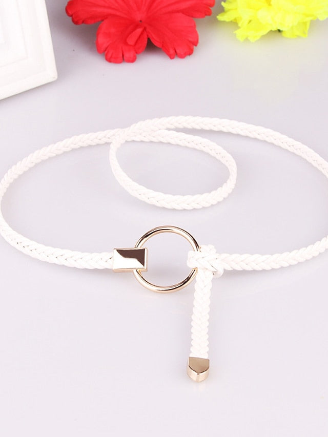Belt PU Green White Black Gray Pink Skinny Belt Outdoor Dailywear Daily Holiday Pure Color / Spring / Summer / Fall / Winter / Coffee for Women