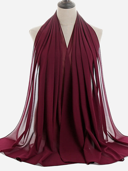 180*75cm Muslim Fashion Chiffon Hijab Scarf Women Scarves Long Shawl Islamic Hijabs Simple Head Scarf Solid Wrap Turban for Women