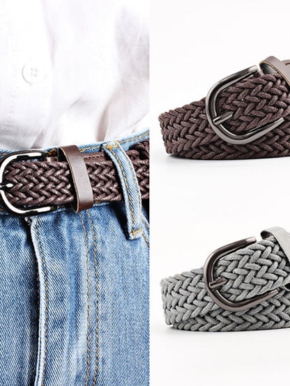Men's Web Belt Polyester Cotton Prong Buckle D-ring Casual Classic Party Daily Black Gray Red Brown for Women