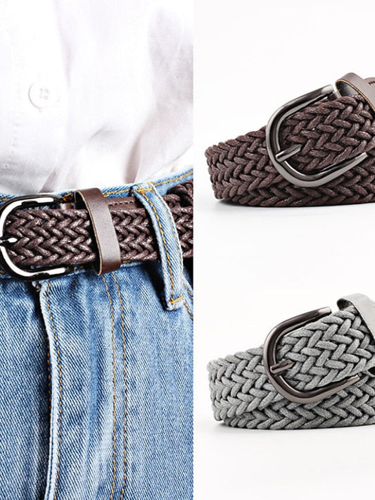 Men's Web Belt Polyester Cotton Prong Buckle D-ring Casual Classic Party Daily Black Gray Red Brown for Women