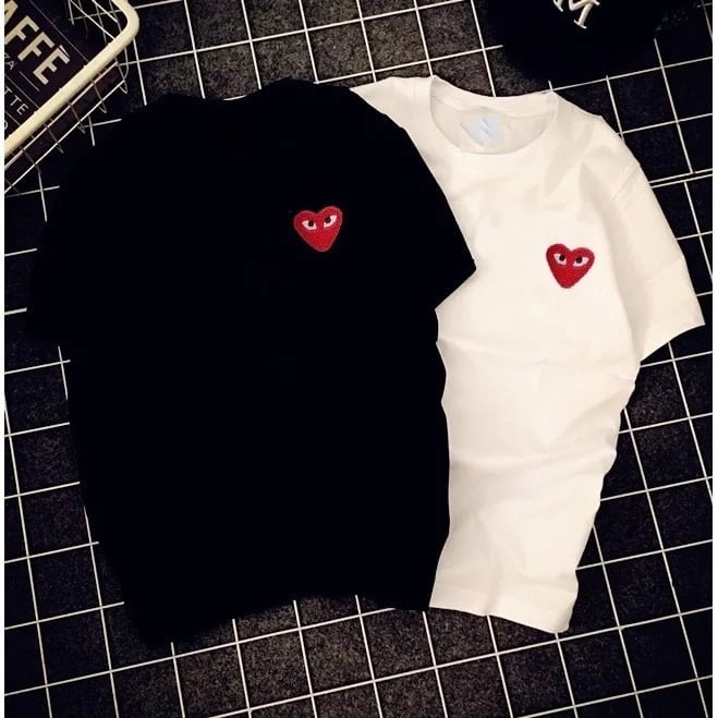 Cute Heart Shape Love Embroidery Loose Oversize Short Sleeve Short T-shirt Tee Top Summer Casual E-Girl Kawaii Korean Japanese Harajuku Streetwear
