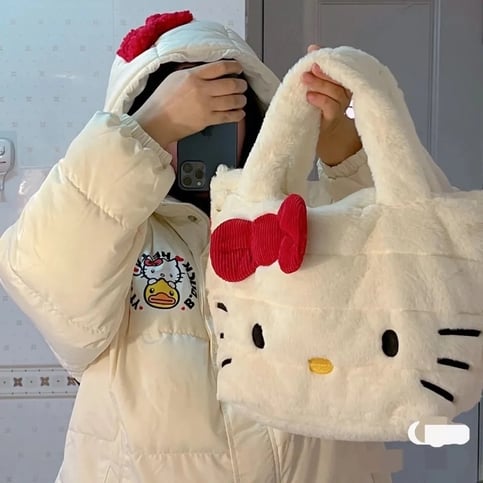 Kitty Cat Anime Plush Tote Bag