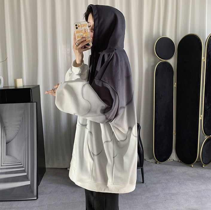 Gradient Loose Zip Up Hoodie