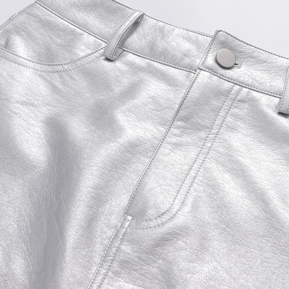 Silver Metalic Pocket Mini Skirt