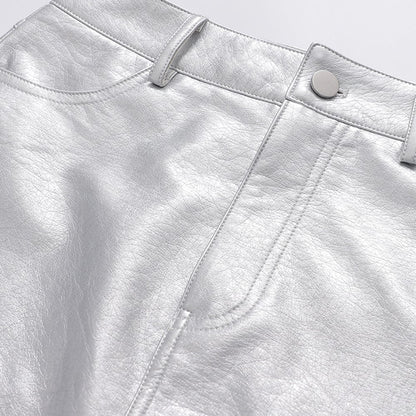 Silver Metalic Pocket Mini Skirt