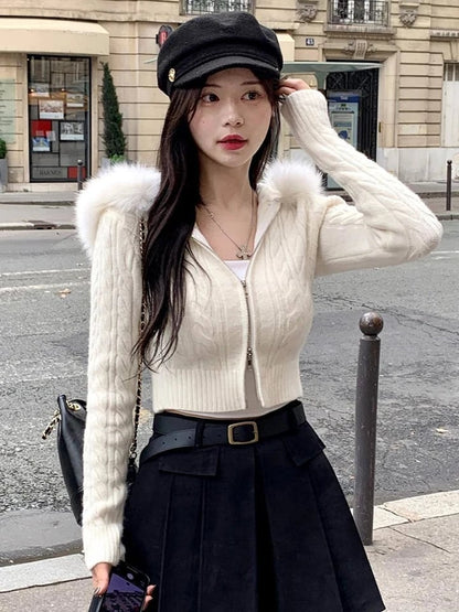 Furry Hoode Cropped Jacket