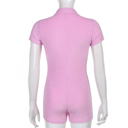 Pink Button Up Romper