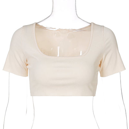 Beige Square Neck Crop Top