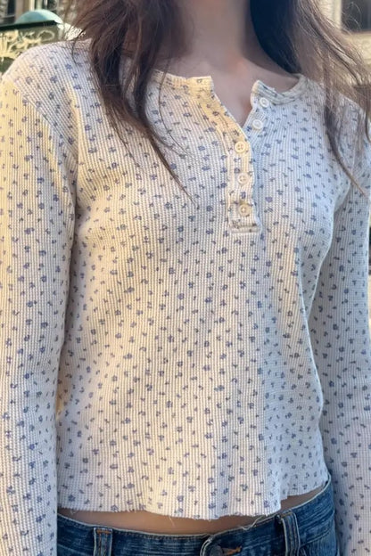 White Floral Long Sleeve Shirt