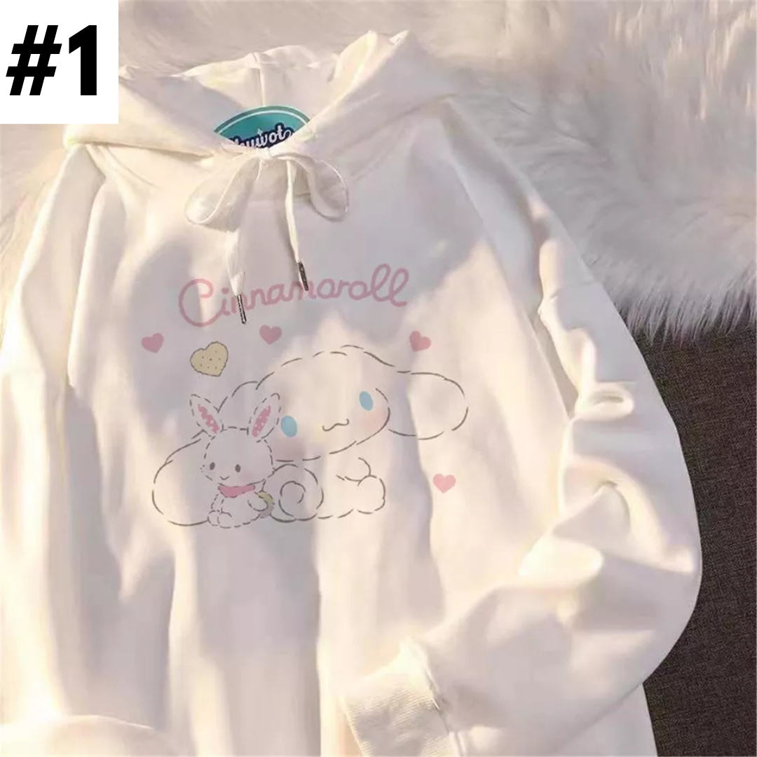 Japanese Anime Dog Print Oversized Hoodie