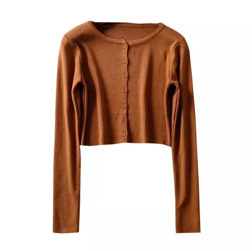 Cute Vintage O Neck Button Down Knit Cardigan Crop Top Sweater Sweatshirt Pullover Jumper E-Girl Kawaii Korean Japanese Harajuku Streetwear