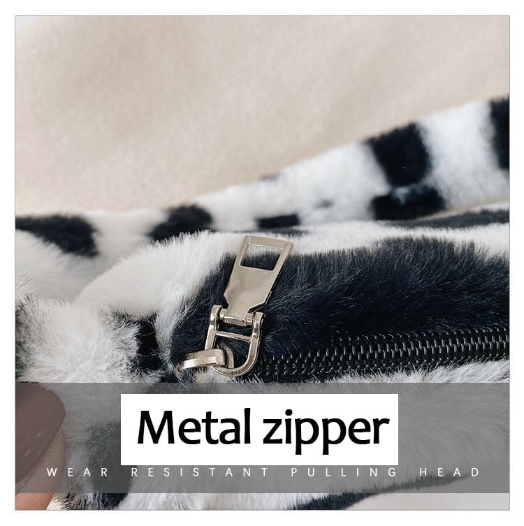 Cow Cheetah Print Plush Shoulder Bag