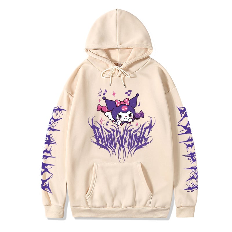 Japanese Anime Print Long Sleeve Hoodie