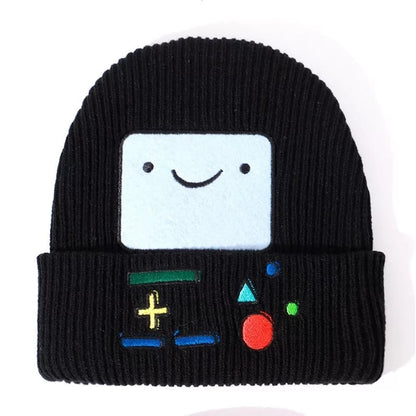 Cute BMO Game Boy Cartoon Embroidery Beanie Knit Winter Cap Hat Unisex Aesthetic Casual Summer E-Girl Kawaii Korean Japanese Harajuku