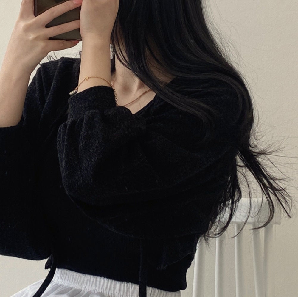 White Thin Lantern Long Sleeve Cardigan