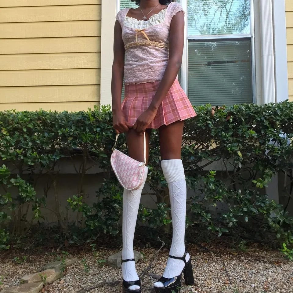 Sweet Pink Square Collar Lace Top