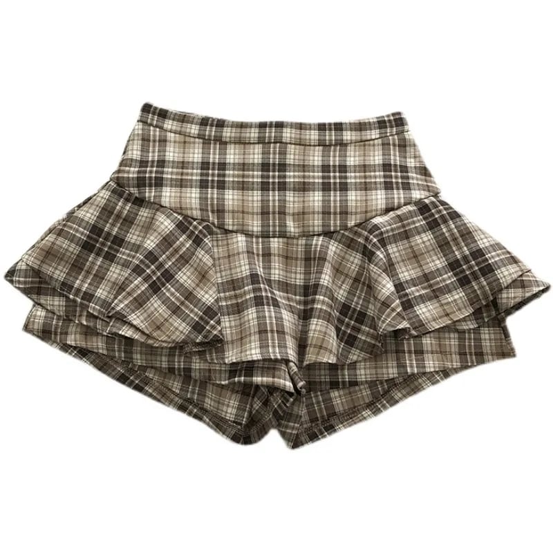 Plaid Ruffle High Waist Mini Skirt