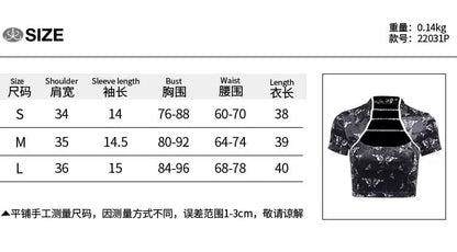 Cute Chinese Style Butterfly Crop Top Short Sleeve Shirt Blouse Summer Aesthetic Casual E-Girl Kawaii Korean Japanese Harajuku