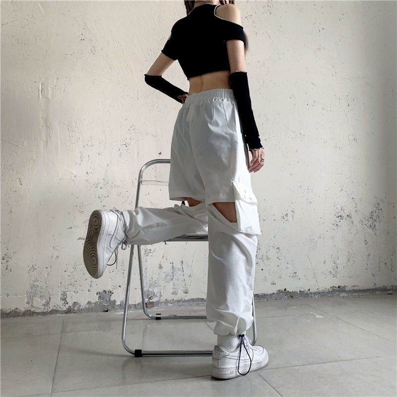 White Ribbon Punk Cargo Pants