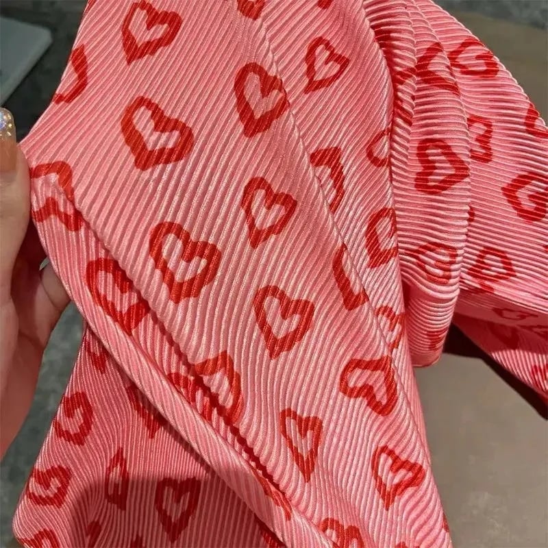 Pink Heart Print Trousers