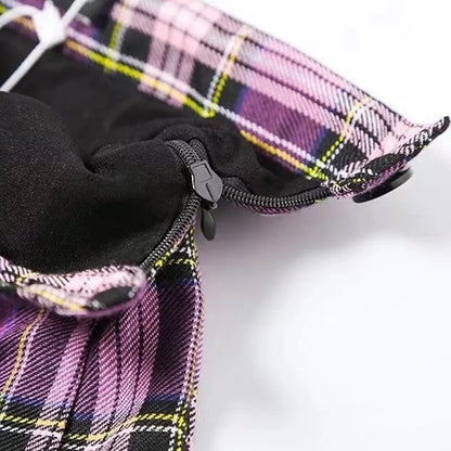 Purple Plaid Spring Summer High Waisted Pleated Skirt School Girl Skater Bottoms E-Girl Kawaii Korean Japanese Harajuku Streetwear