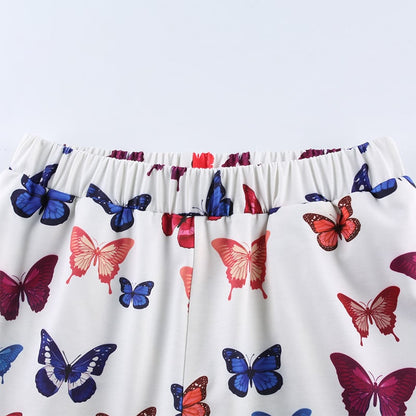 Cute Butterfly Rainbow Print Loose Baggy High Waisted Trousers Joggers Pants Sweats Bottom E-Girl Kawaii Korean Japanese Harajuku Retro Streetwear
