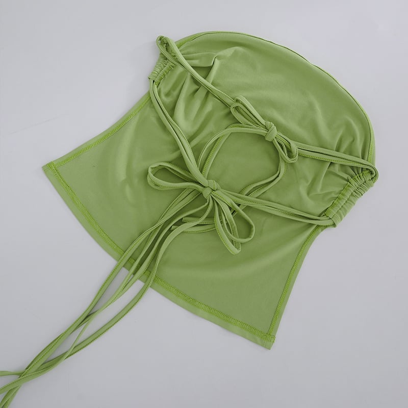 Green Strapless Bandage Backless Top