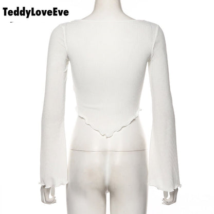 Cute Sexy Transparent See Through Crop Top Long Sleeve Shirt Tee T-shirt E-Girl Kawaii Korean Japanese Harajuku Chinese Retro Streetwear Aesthetic