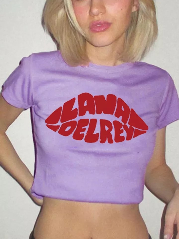 Music Letter Print Baby Cropped Short Sleeve T-shirt