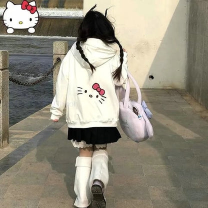 White Kitty Cat Anime Japanese Hoodie