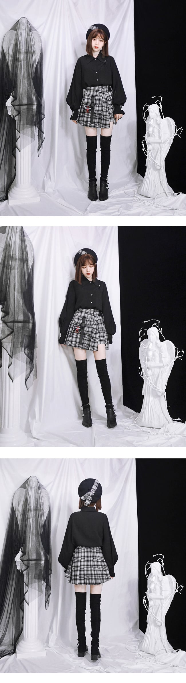 Cute Sexy Goth Punk Red Plaid Checkered Pleated High Waist Mini Skirt Bottom E-Girl Kawaii Korean Japanese Harajuku Chinese Retro Streetwear Aesthetic
