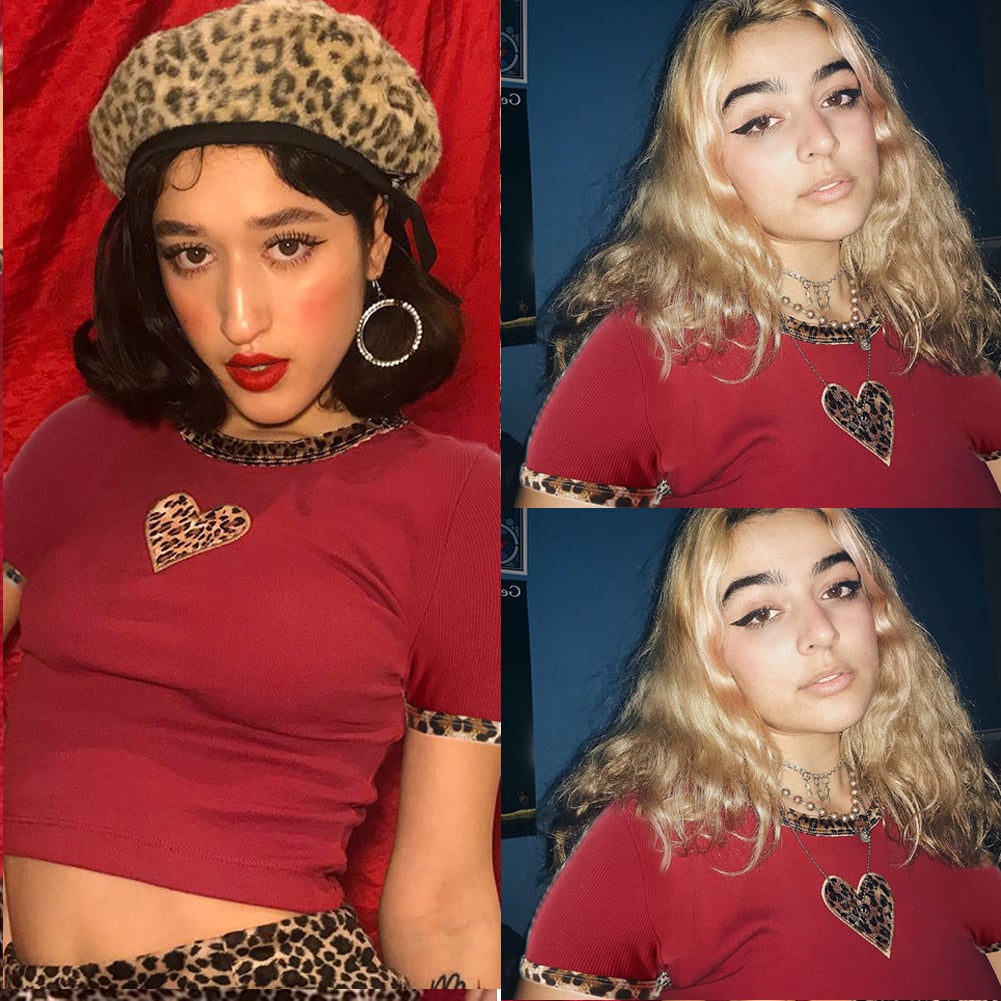 Cute Sexy Leopard Animal Print Heart Crop Top Short Sleeve Shirt Tee T-shirt E-Girl Kawaii Korean Japanese Harajuku Chinese Retro Streetwear Aesthetic