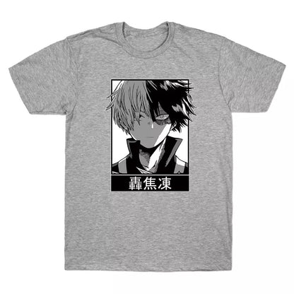 Japanese Anime Superhero Cartoon Print Short Sleeve Shirt T-shirt