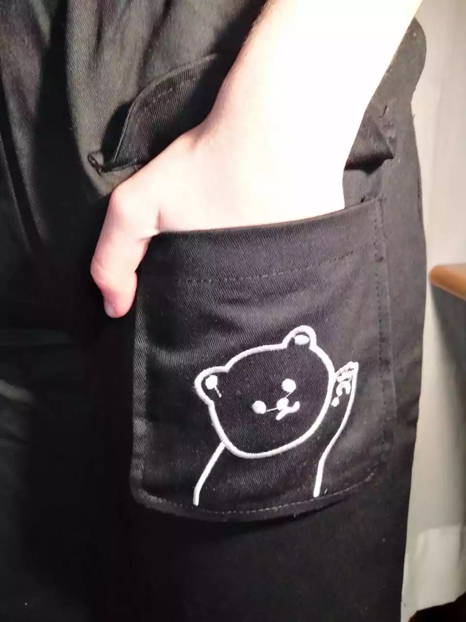 Cute Black Khaki Bear Embroidery Wide Leg Pants Women Casual High Waisted Loose Long Straight Bottom E-Girl Kawaii Korean Japanese Harajuku Streetwear