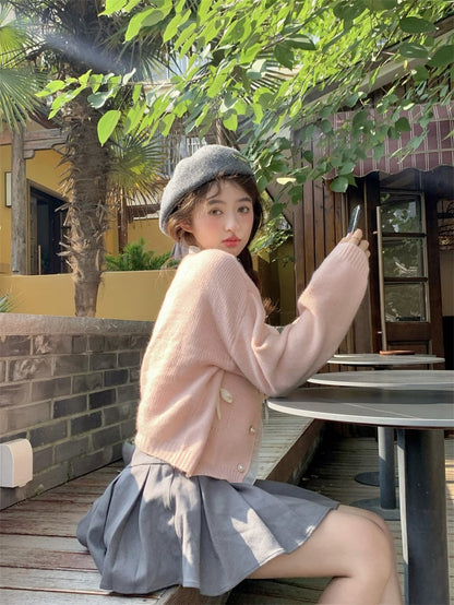 Pink Bow Knot Long Sleeve Sweater