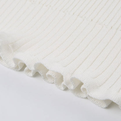 White Knit Pencil Mini Skirt