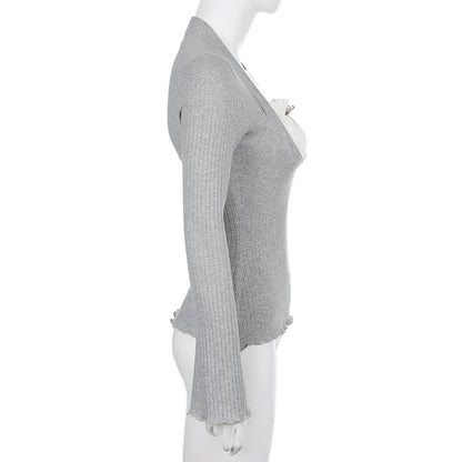 2PCS Milkmaid Patchwork Long Sleeve T-shirt