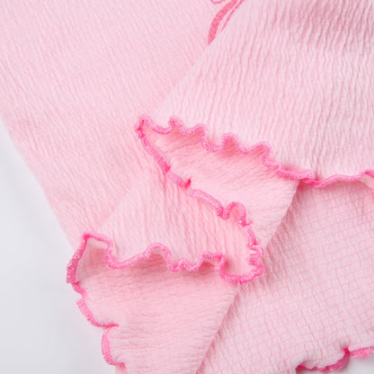 Butterfly Ruffle Trim Crop Top