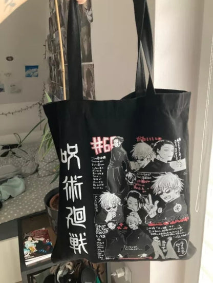 Anime Cartoon Canvas Tote Bag Shoulder Shopping Bag Vintage Aesthetic Casual Summer E-Girl Kawaii Korean Japanese Harajuku