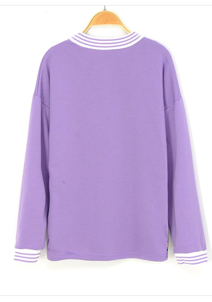 Cute 90s Vintage Purple Aesthetic Oversized Loose Sweatshirt Sweater Pullover Hoodie Autumn Casual E-Girl Kawaii Korean Japanese Harajuku Streetwear