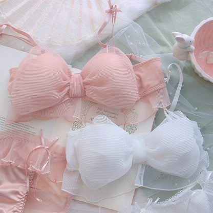 Sweet Bow Mesh Bra + Panties Set