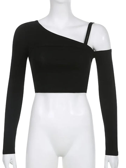 2PCS Black Cut Out Long Sleeve Shirt