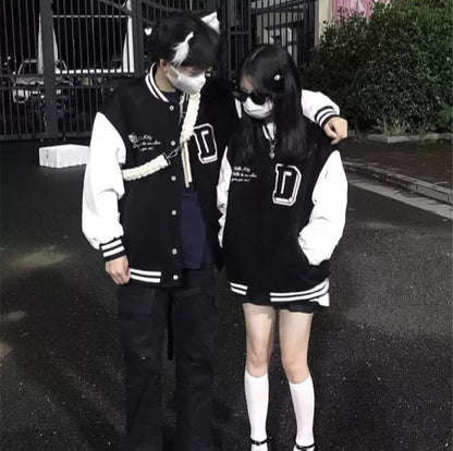 Cute Kitty Cat Cartoon Black Oversize Zipper Jacket Hoodie Sweatshirt Pullover Vintage Aesthetic Casual E-Girl Kawaii Korean Japanese Harajuku