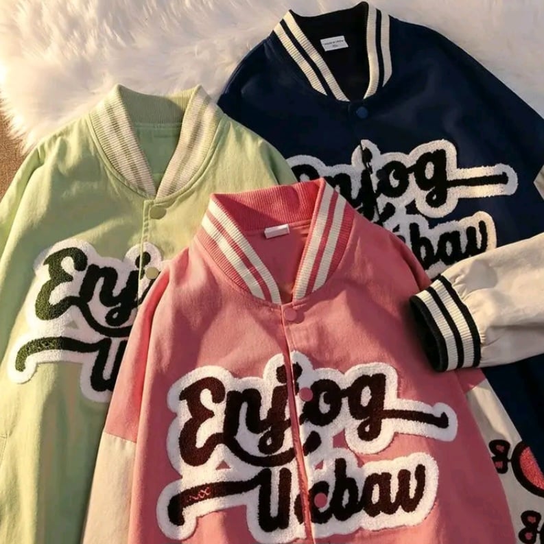 Heart Letter Embroidery Varsity Jacket