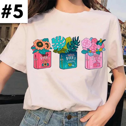 Cute Moon Water Soda Drink Can Print Oversized Short Sleeve Shirt Aesthetic Casual E-Girl Kawaii Korean Japanese Harajuku