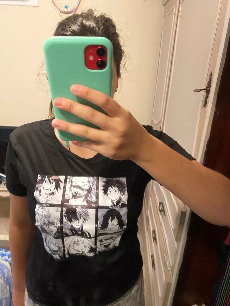 Cute Japanese Anime Print Oversized Short Sleeve Shirt