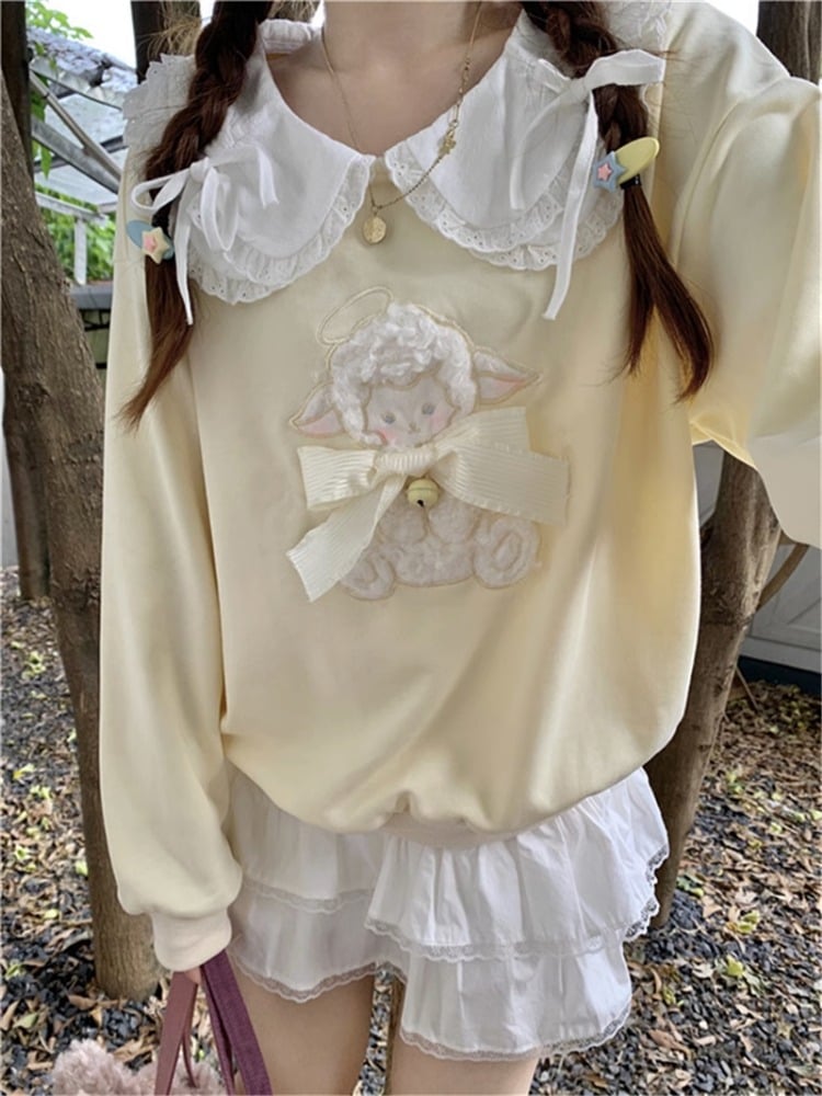 Yellow Sheep Peterpan Collar Sweatshirt
