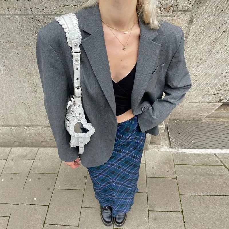 Blue Plaid Maxi Skirt