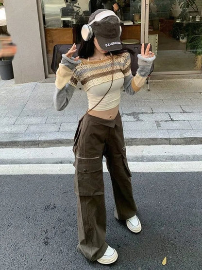 Striped Hollow Out Smock
