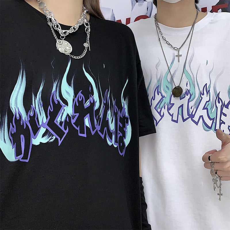 Cute Graphic Letter Graffiti Art Top Short Sleeve Shirt Tee T-shirt E-Girl Kawaii Korean Japanese Harajuku Chinese Retro Streetwear Aesthetic